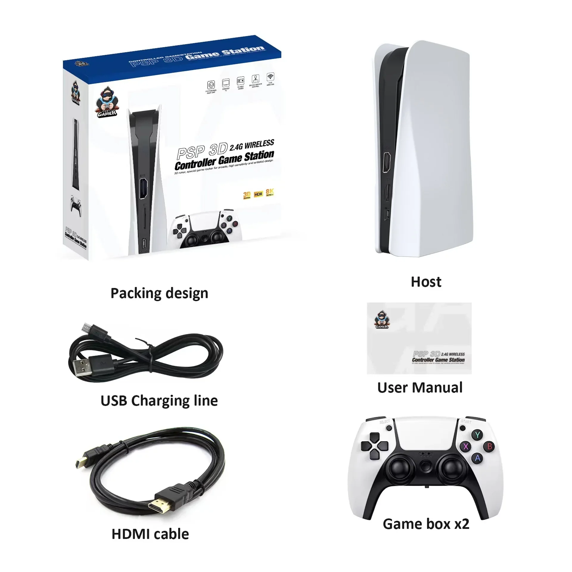 Hot Q10 3D Game Stick 64G 128G Video console retro 4K home game console 2.4G doubles Wireless game controller supporting For PSP - Image 4