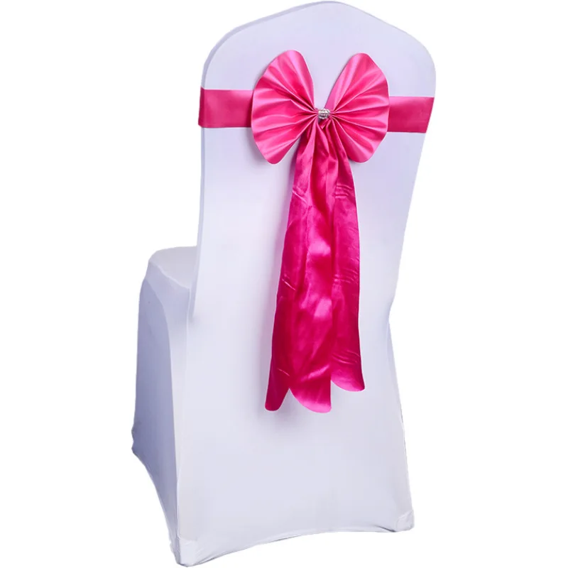 Stretchable Chair Sash with Butterfly Knot and Elastic Band Bow Tie for Wedding Banquet Decoration Holiday BIrthday Party Events