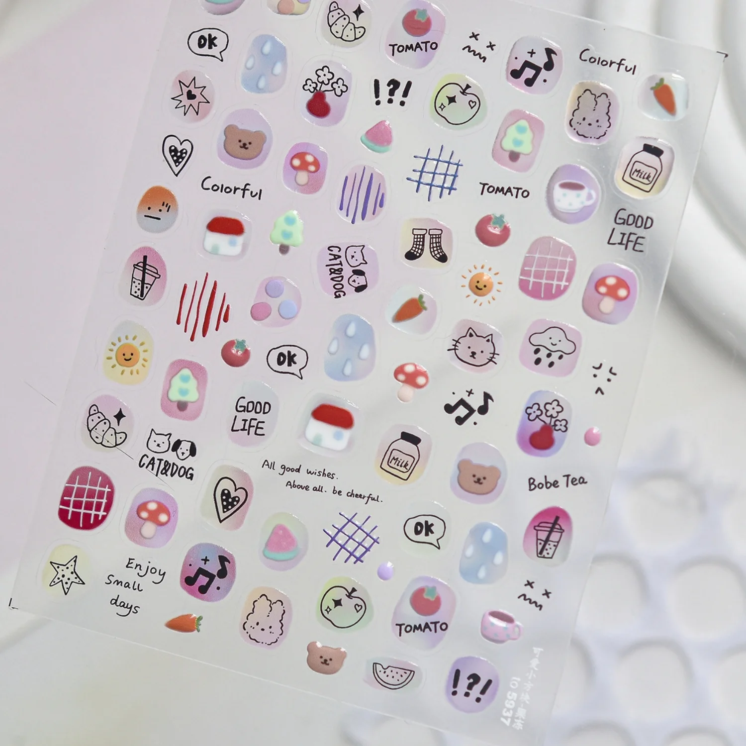 5D Cartoon Cabin Pets Bear Rabbit Dog Automobile Strawberry Balloon Cute Animals Nail Art Sticker Self Adhesive Decals Manicure