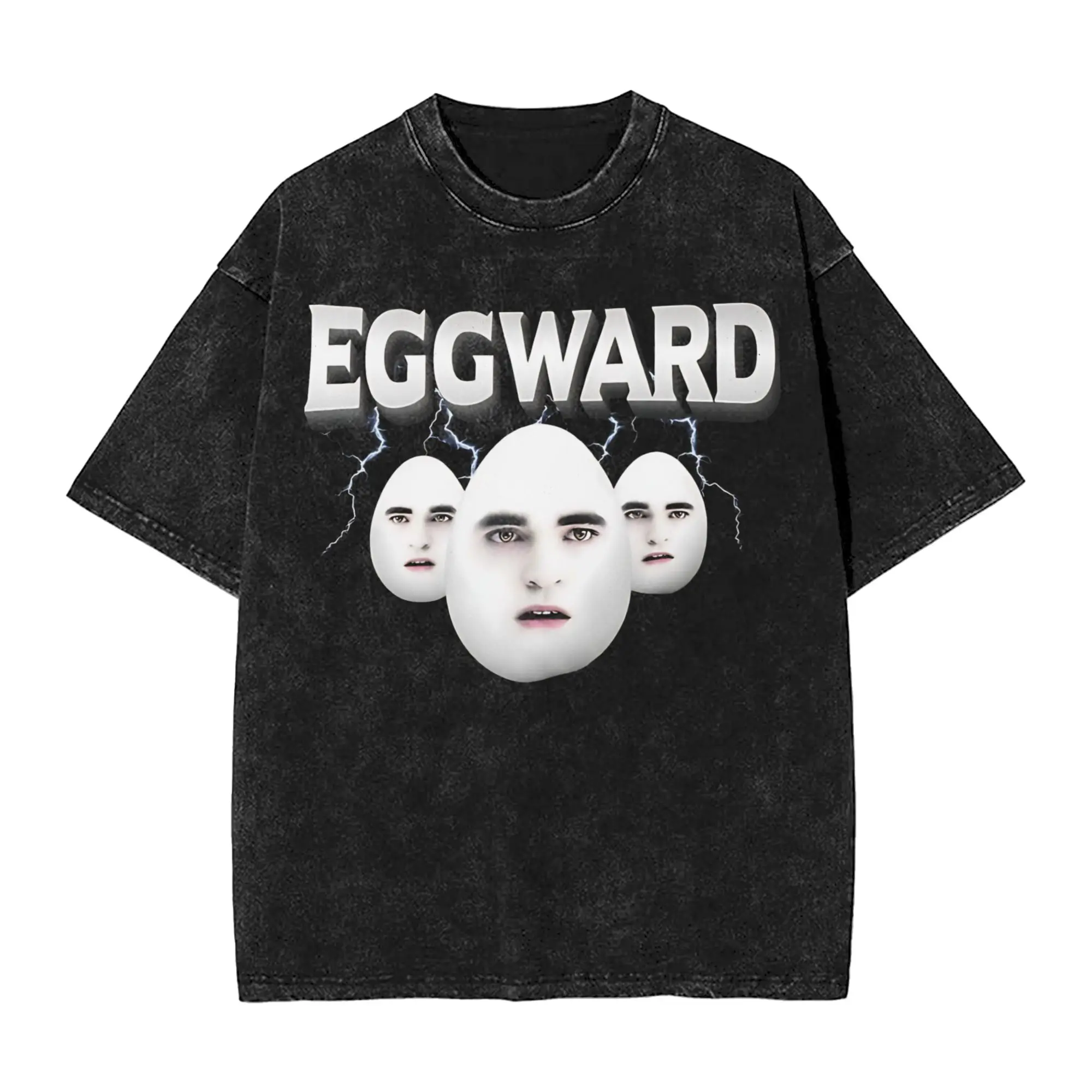 Eggward Silly Meme Parody Egg Edward T Shirt Hip Hop Washed Short Sleeve Harajuku T-Shirts for Men Women Streetwear Summer Tees