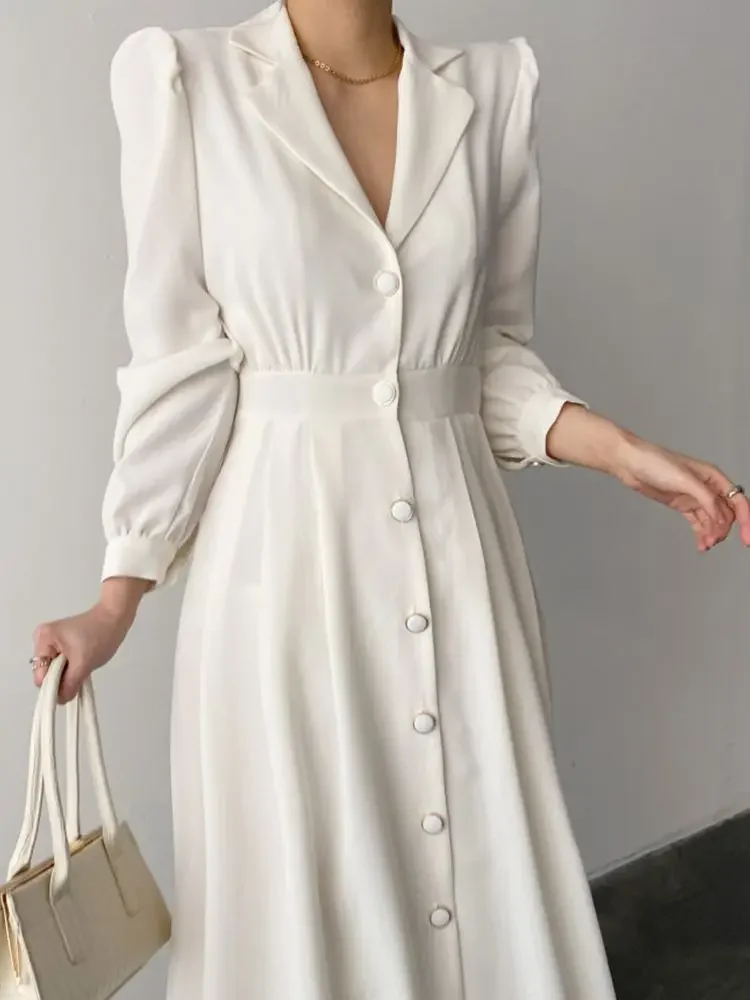 NMZM New Women's Autumn and Spring Midi Shirt Dress Elegant Office Women's One Piece Hanfu Tank Top