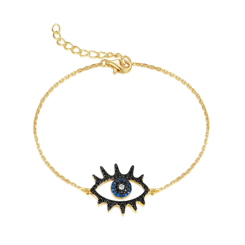 

TKJ Evil Eyes Chain Bracelet for Women 925 Sterling Silver Gold Plating Wrist Chain Wrist Jewelry Party Holiday Gift Accessories