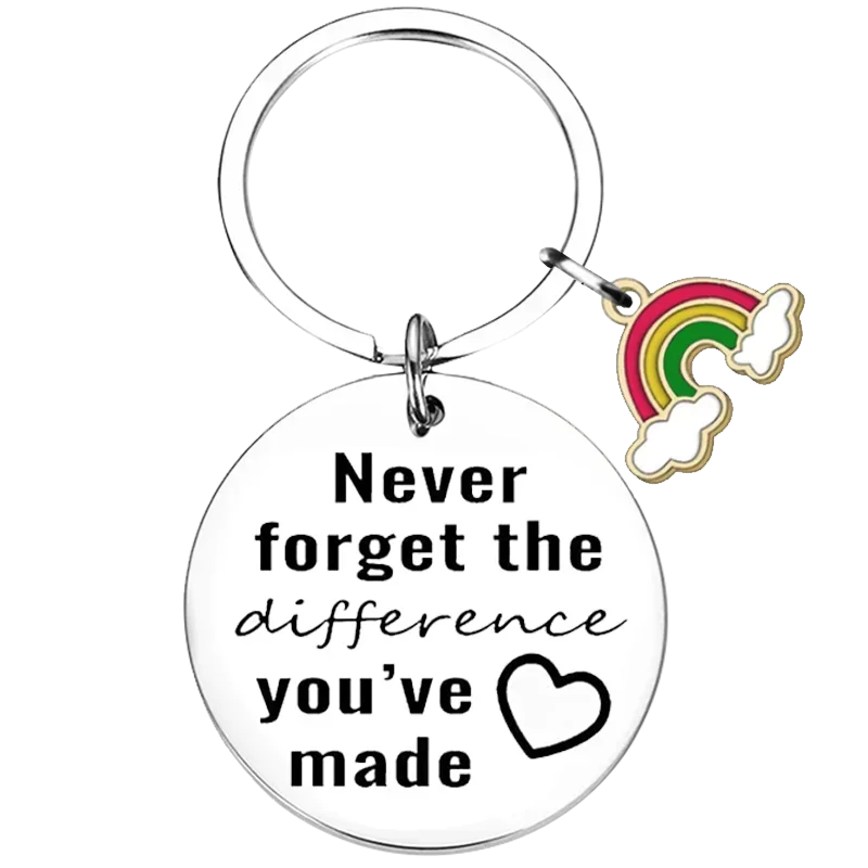 Metal Never Forget The Difference You've Made Keychain Retirement Gifts Key Chain Pendant Coworker Leaving Gifts