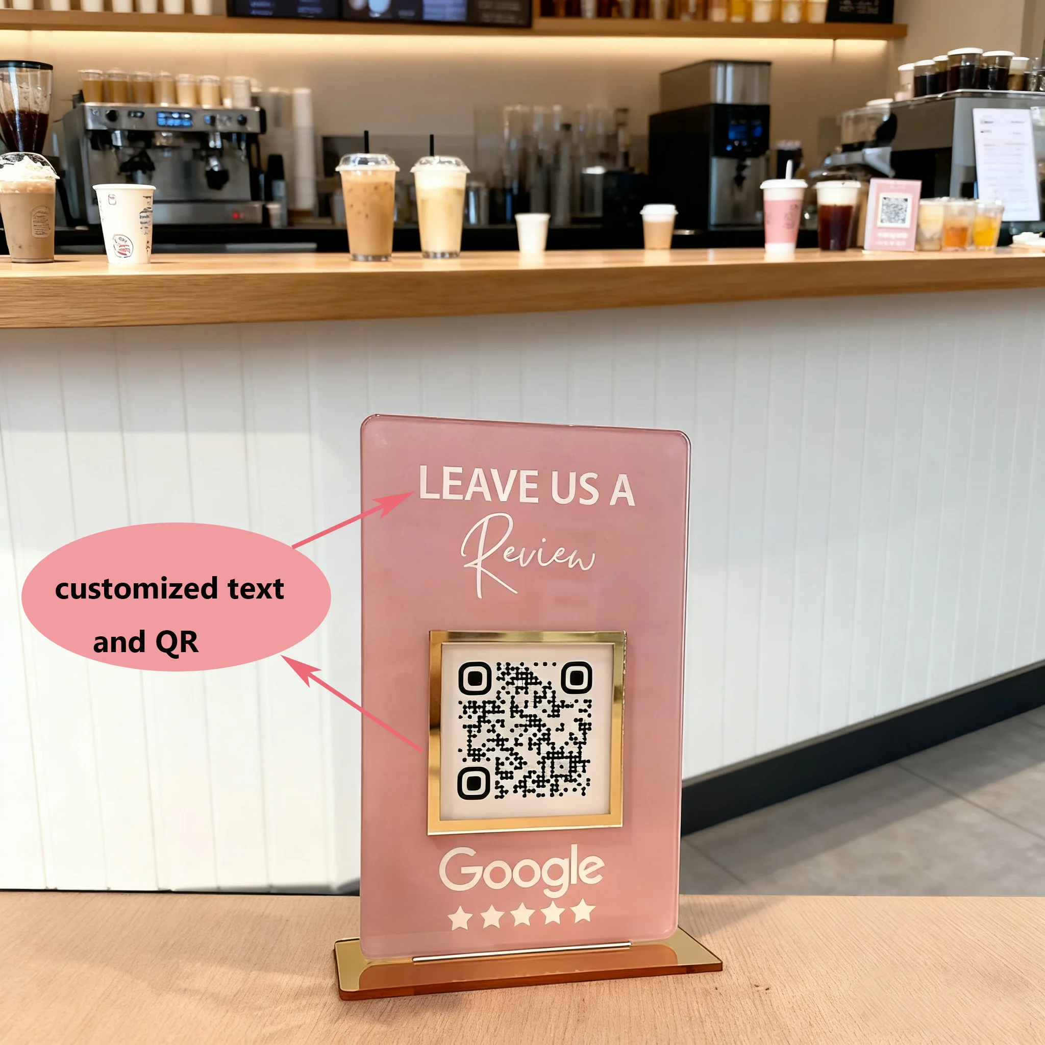 

Trendy Custom Acrylic QR Code Display Stand with Google Business QR Code for Social Media Marketing Personalized Design Clear Ac