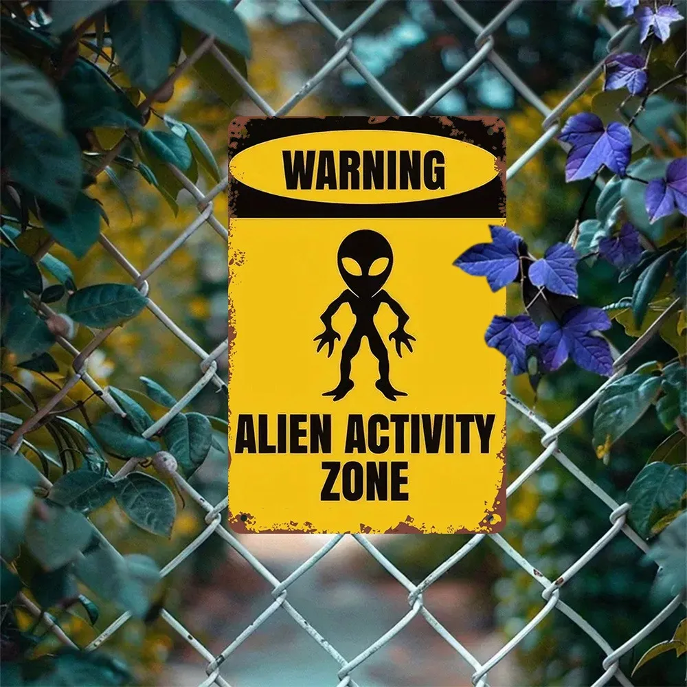 Letrero de hojalata de Metal Retro, decoración humorística para el hogar/bar, "Alien Activity Zone", 7,87x11,81", 1 ud.