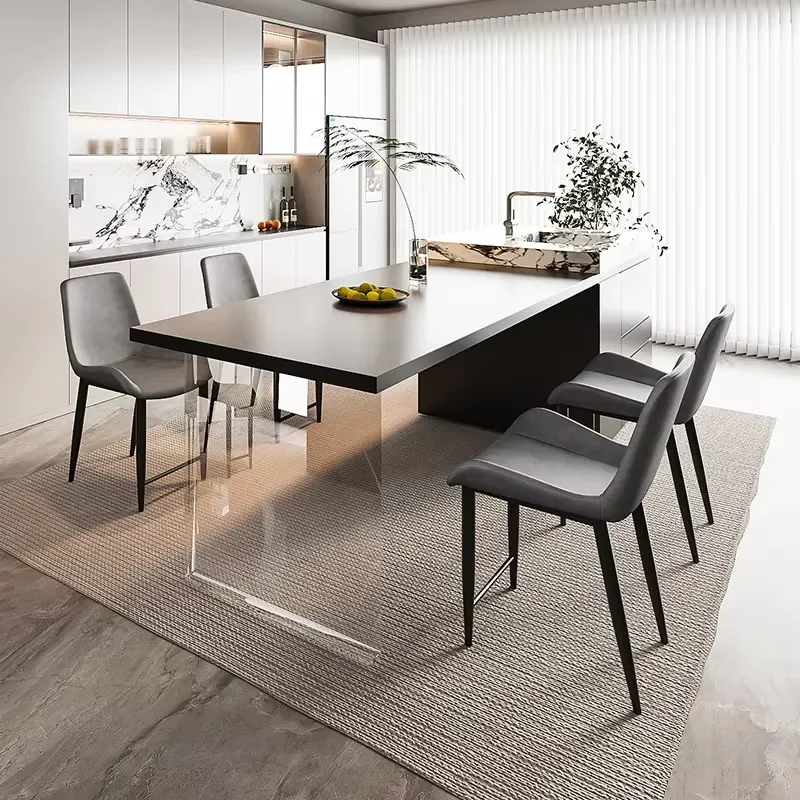 Nordic Minimalist Faux Leather Bar Stool Black Metal Legs Padded Seat Modern Kitchen Island Counter Chair Home Furniture