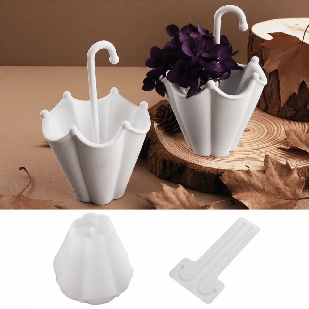 Multi-functional Silicone Umbrella Shape Candle Cup Mold Flexible Non-stick Umbrella Ornament Mold 3D DIY Flower Pot Mold Wax
