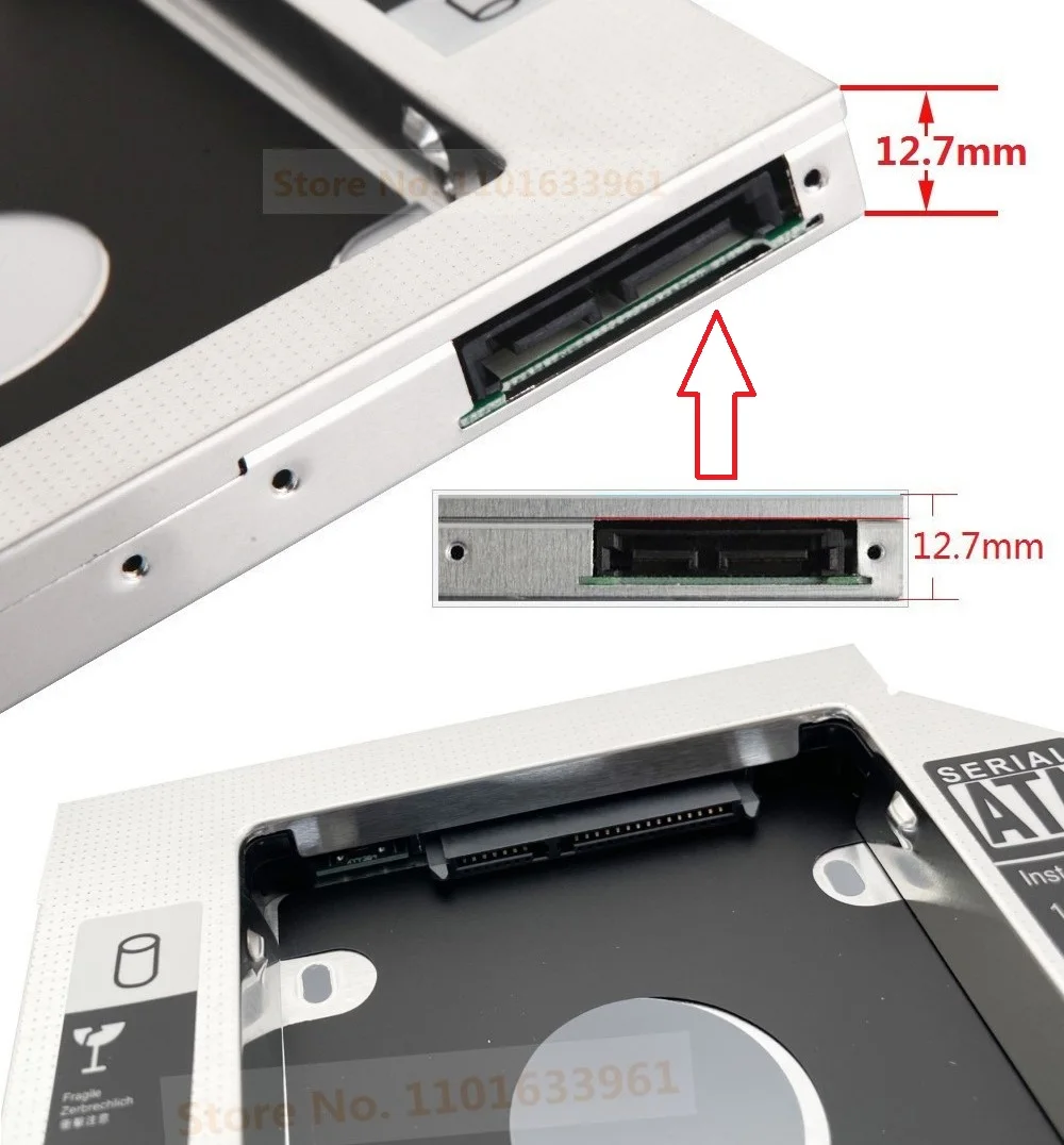 Soporte de Disco Duro Secundario (HDD) para Bahía Óptica, Compatible con Lenovo ThinkPad T420 W510 W520 W530 R400 R500 W700 W700ds W701 W701ds