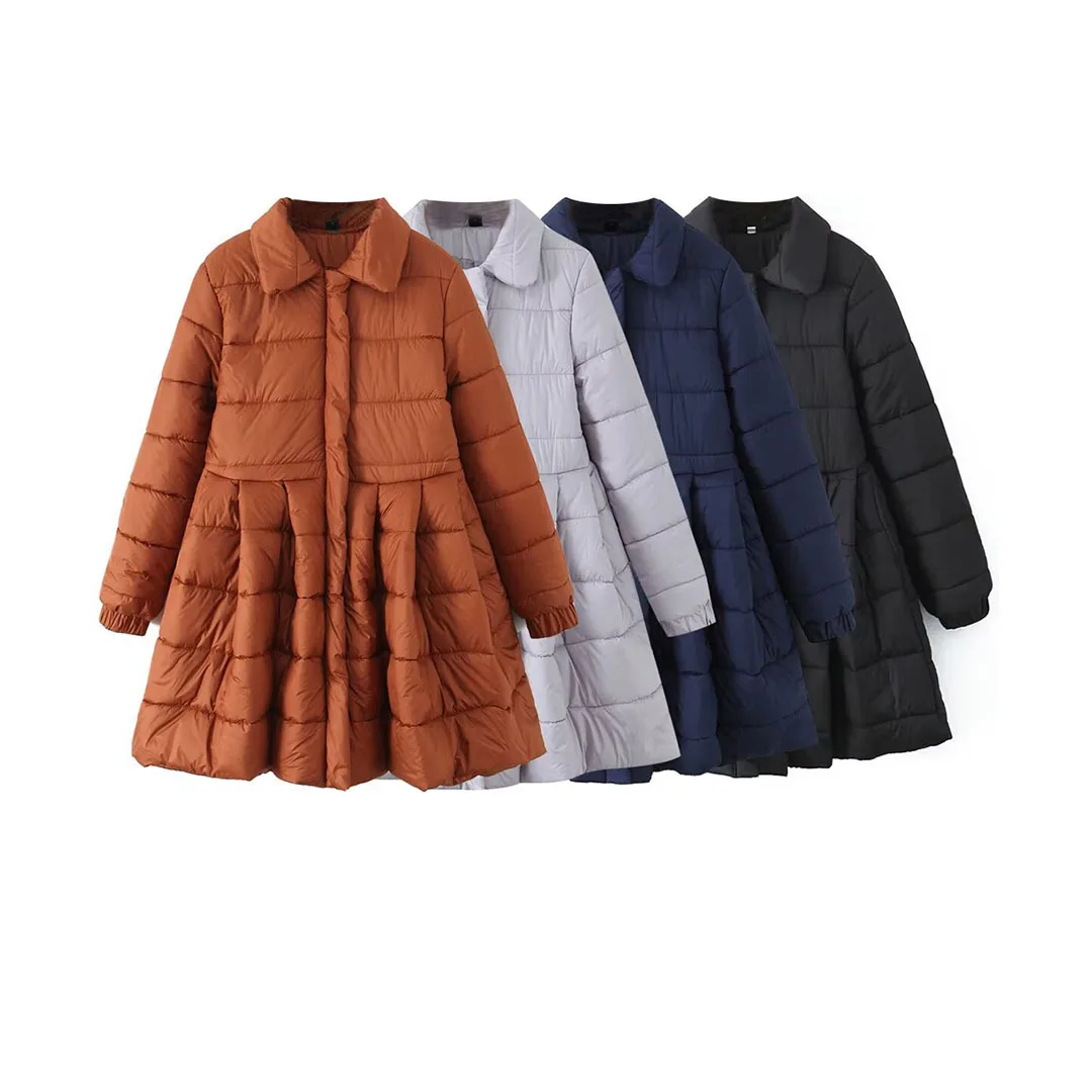 

Winter New Women's Patchwork Warm Parka Quilted Outwear Jacket Sweet Zipper Slim Black Frock style Padded Jacket Chic Coat