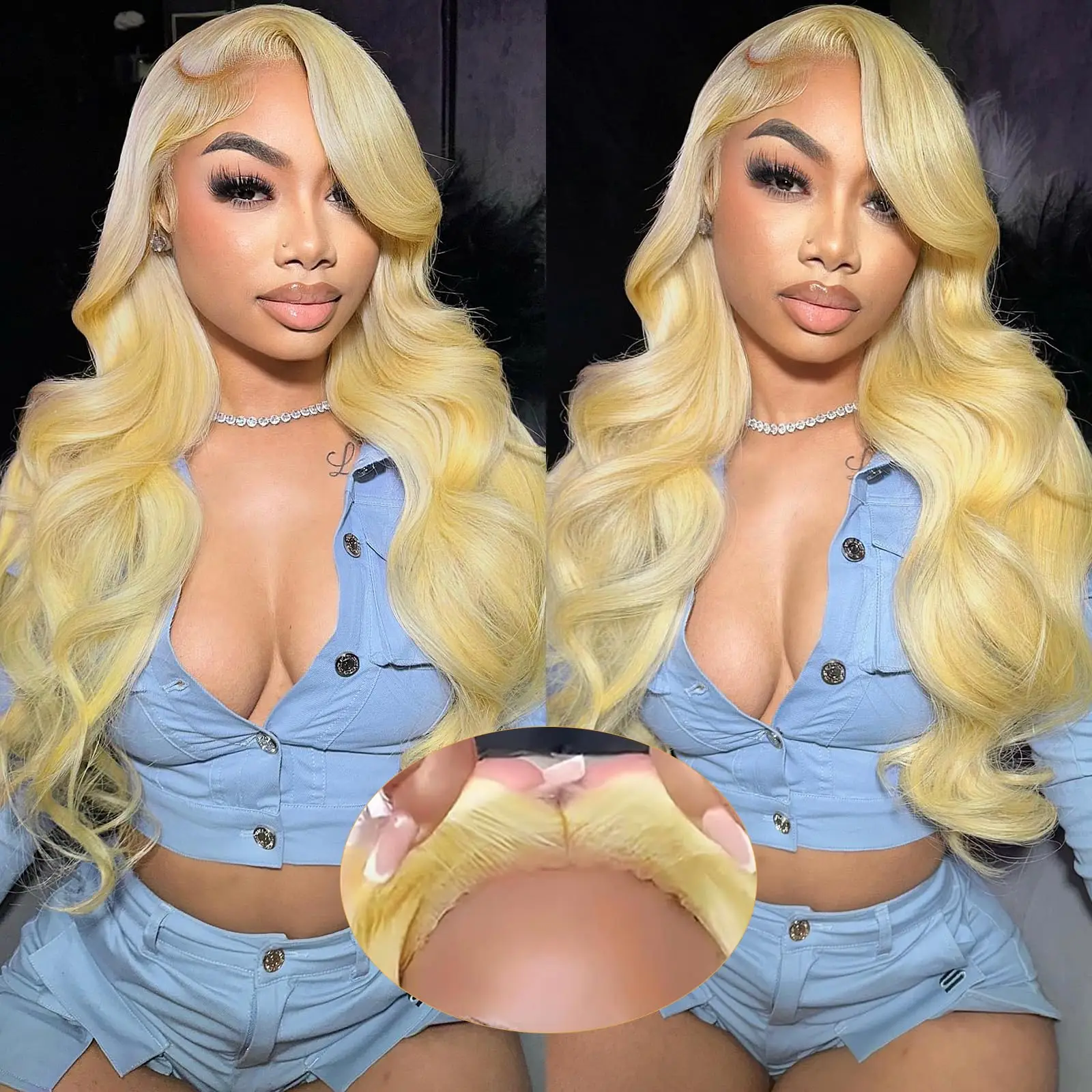 

613 Honey Blonde Body Wave Lace Wig 13x4 13x6Lace Frontal Human Hair Wig Body Wave Long Length Human Hair Wigs 34 Inch For Women