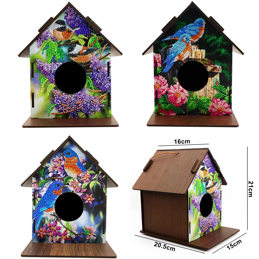 

New Wooden Birdhouse Diamond Mosaic Set DIY Diamond Painting Embroidery 5D Rhinestone Hanging Tree Bird Nest Holiday Gift