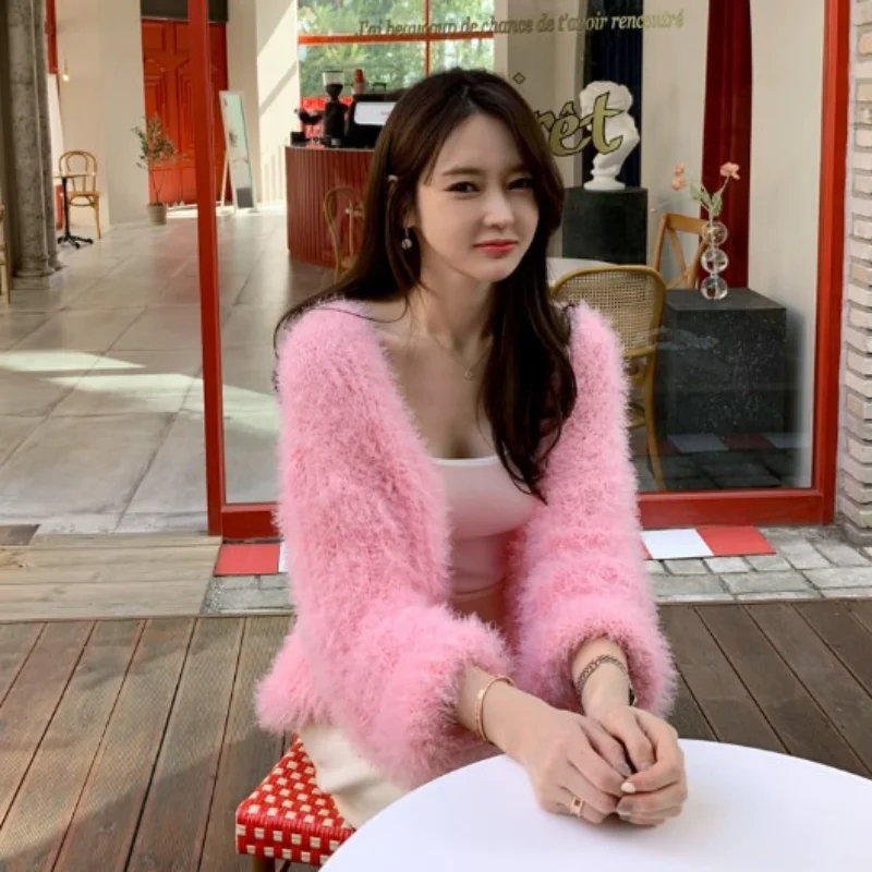 2023 Autumn/Winter New Fashion V-neck Long Sleeve Candy Color Popular Sweater Cardigan Coat Small Fresh Versatile Women\'s Knit