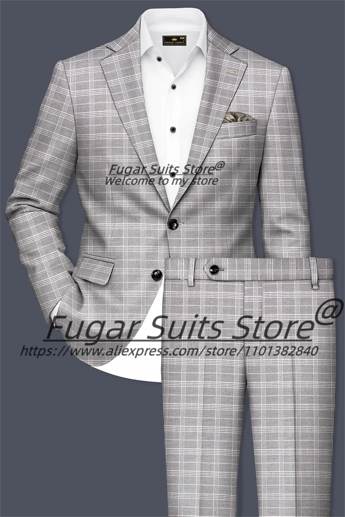 الأعمال رمادي منقوشة الرجال الدعاوى مخصصة سليم صالح محززة التلبيب العريس الزفاف البدلات الرسمية 2 قطعة مجموعات الذكور بليزرات الحفلات Ropa Hombre