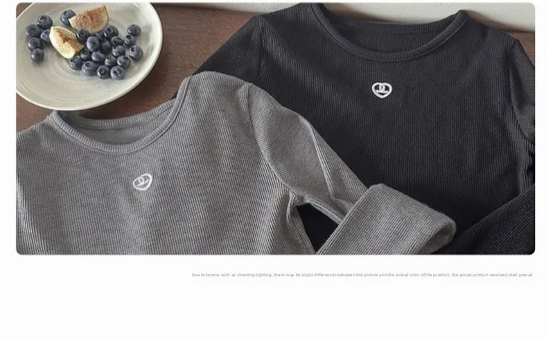 Kinder Herbst Baumwoll-T-Shirt Baby Mädchen Langarm Freizeitkleidung T-Shirts Kinder Einfarbiges Oberteil mit Spitzenrand-Dekoration für 1-10 Jahre – Detail 6