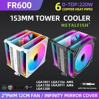 Metalfish CPU enfriador de aire 4 6 tubo de calor PC radiador refrigeración ARGB PWM 12cm ventilador para 1851/1700/1200/115X/AM5/AM4/2011/X79/X99