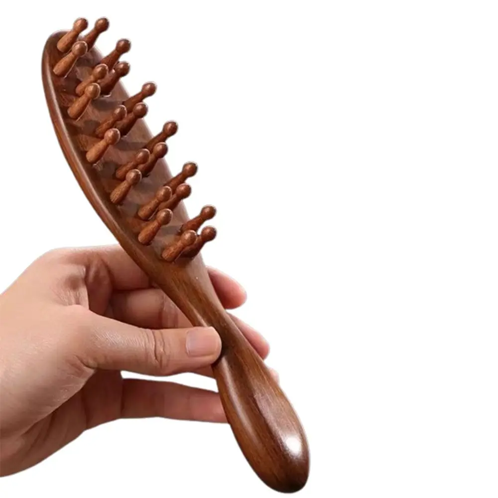 

Scalp Relax Meridian Massage Comb Sandalwood Anti-static Head Massage Comb Wooden Handle Blood Circulation