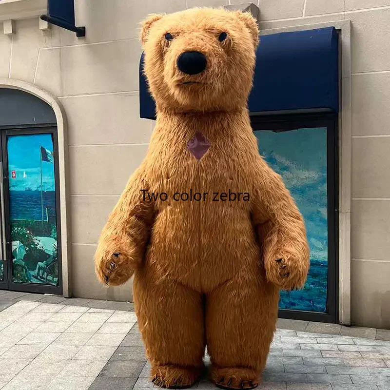 

2.6M Brown Bear Cosplay Costume Adult Fur Plush Mascot Animal Character Inflatable Garment Christmas Carnival Party Activities