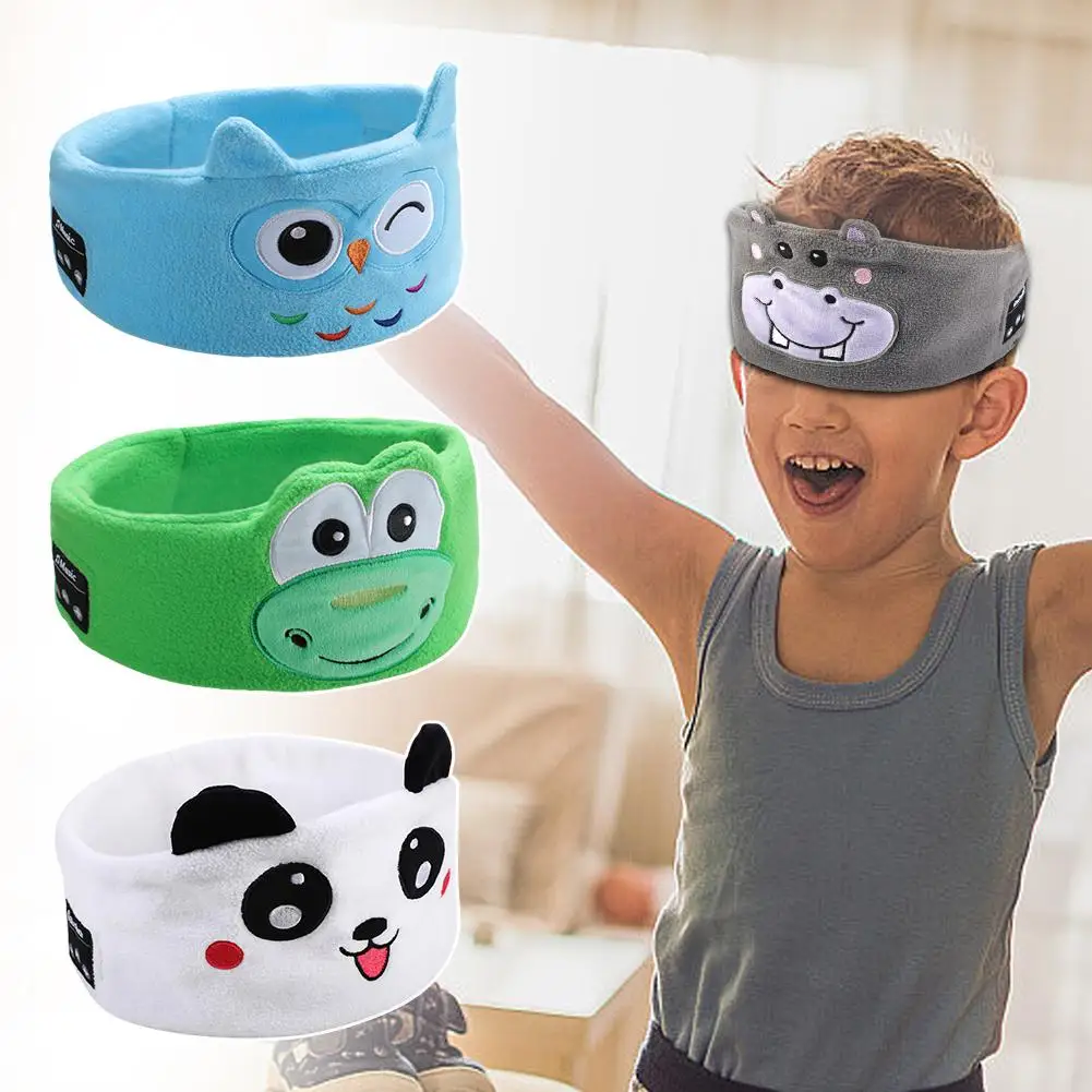 Bluetooth Music Headband Bluetooth V5.0 Chip Animal Sleep Headphones Thin Headband Bluetooth Wireless Speaker Mask Kids G7C9