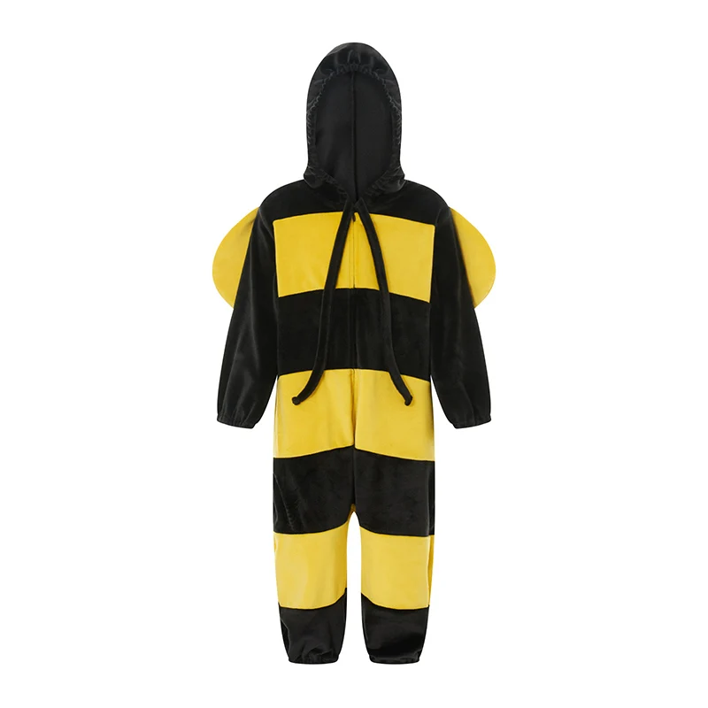 Halloween Bee Costume Baby Boys Girl Striped Zipper Long Sleeve Rompers Jumpsuits with Wing, Role Play Costumes for Toddler