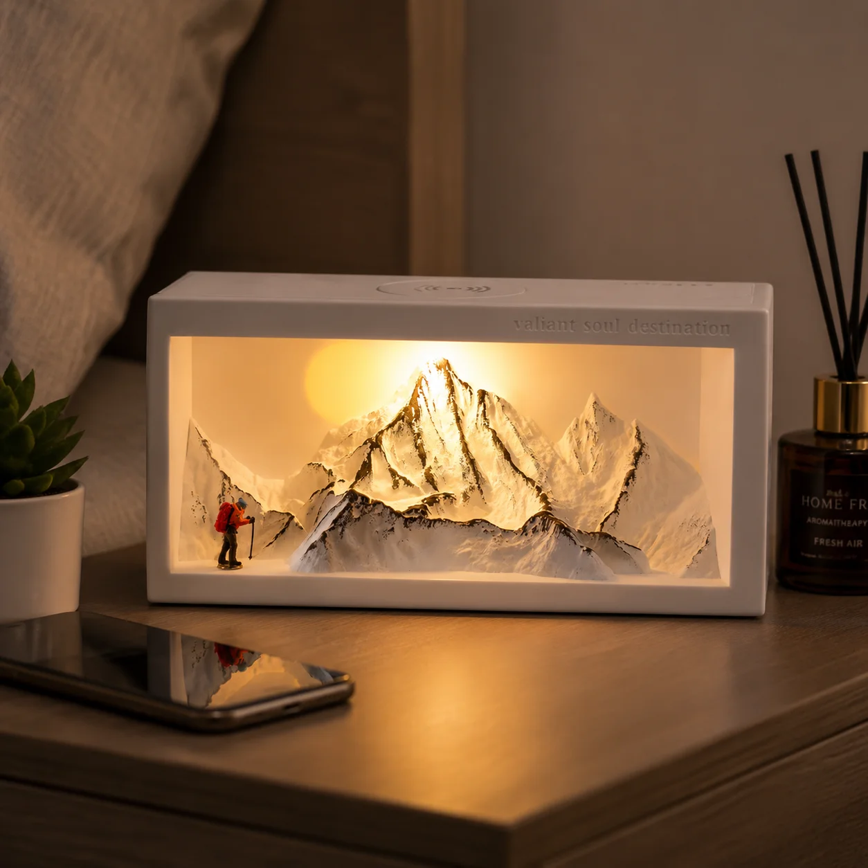 Wireless Charging LED Night Light Bluetooth Speaker Diffuser Touch Control Bedside Lamp Housewarming Birthday Gift Ornament