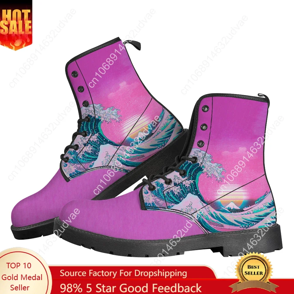 

The Great Wave off Kanagawa Boots Mens Womens Teenager Shoes Casual Boot Hot Movie Outdoor Light High Quality Customize Shoe