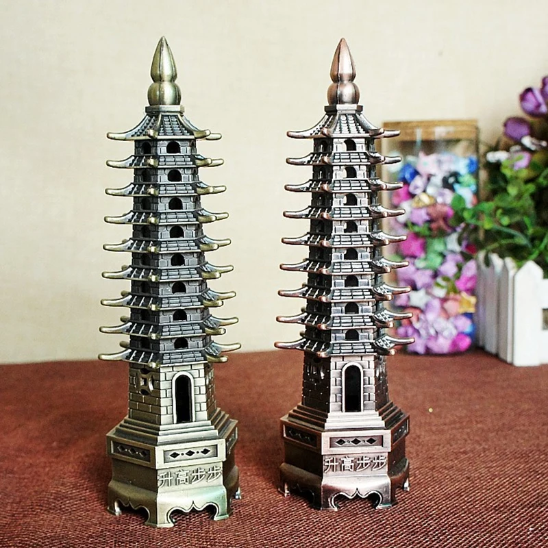 Zinc Alloy Feng Shui Education Tower Levels Wen Chang Pagoda Desktop Ornaments