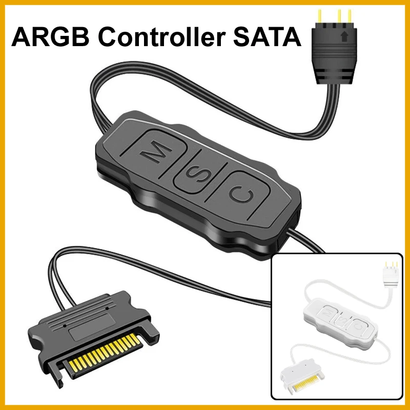 5V 3PIN ARGB Controller SATA Interface Extension Cable Light Controller Adapter for PC Fan CPU Cooler Fan Strip