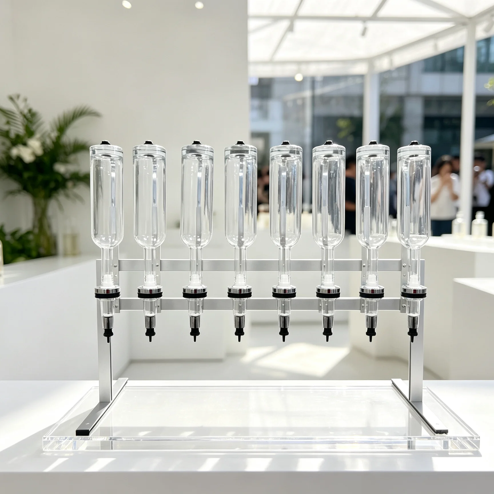 Custom Silver 8‑Bottle 750ml Perfume Dispenser Bar Luxury Scent Station for Wedding Event Perfume Shop Business Display