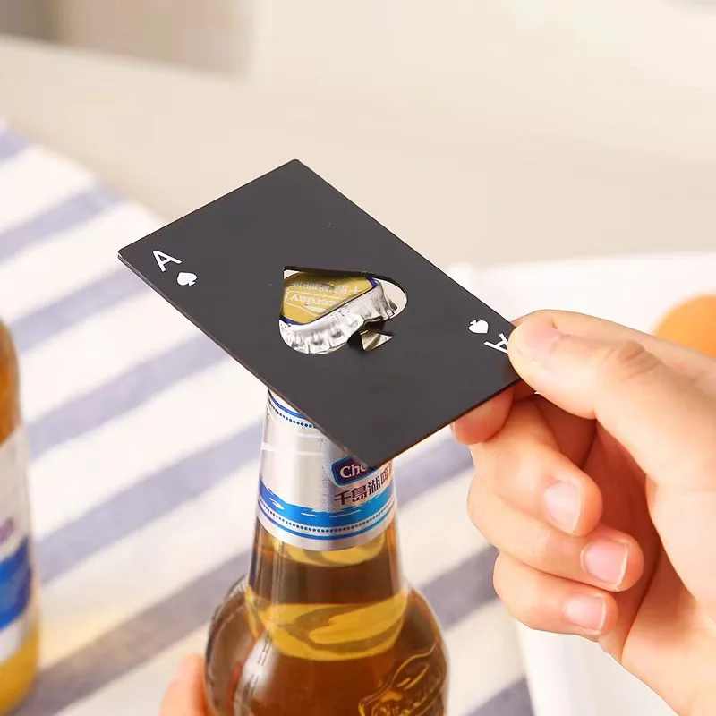 Creative Spades A Bottle Opener Stainless Steel Poker Card Shaped Credit Card Bottle Opener Portable Bar Restaurant Home Tool