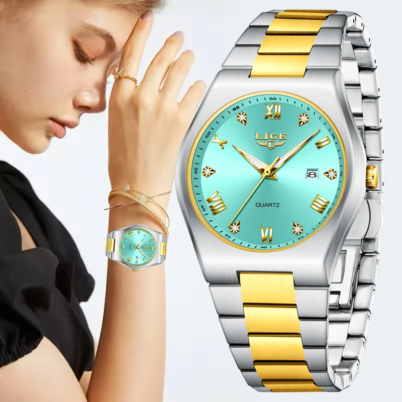 

LIGE женские кварцевые наручные часы лучший бренд класса люкс водонепроницаемые светящиеся часы женские модные элегантные часы-браслет для женщин подарок