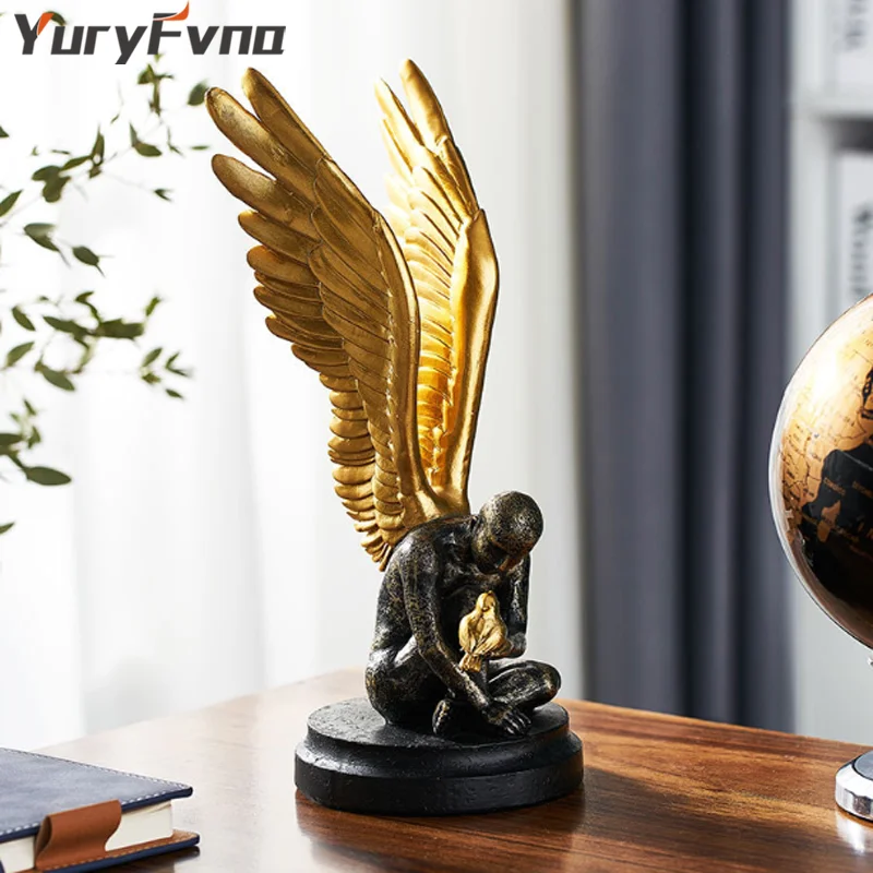 Home Modern Resin Statue Golden Abstract Character Home Decor Statue and Sculpture Figures Desktop Ornaments Nordic Decoration