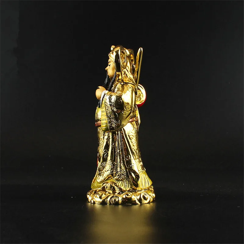 Resin Gold-plated Painting Guan Gong Bodhisattva The Marquis Guan Yu Buddha Statues Praying Wealth Peace Business Gifts