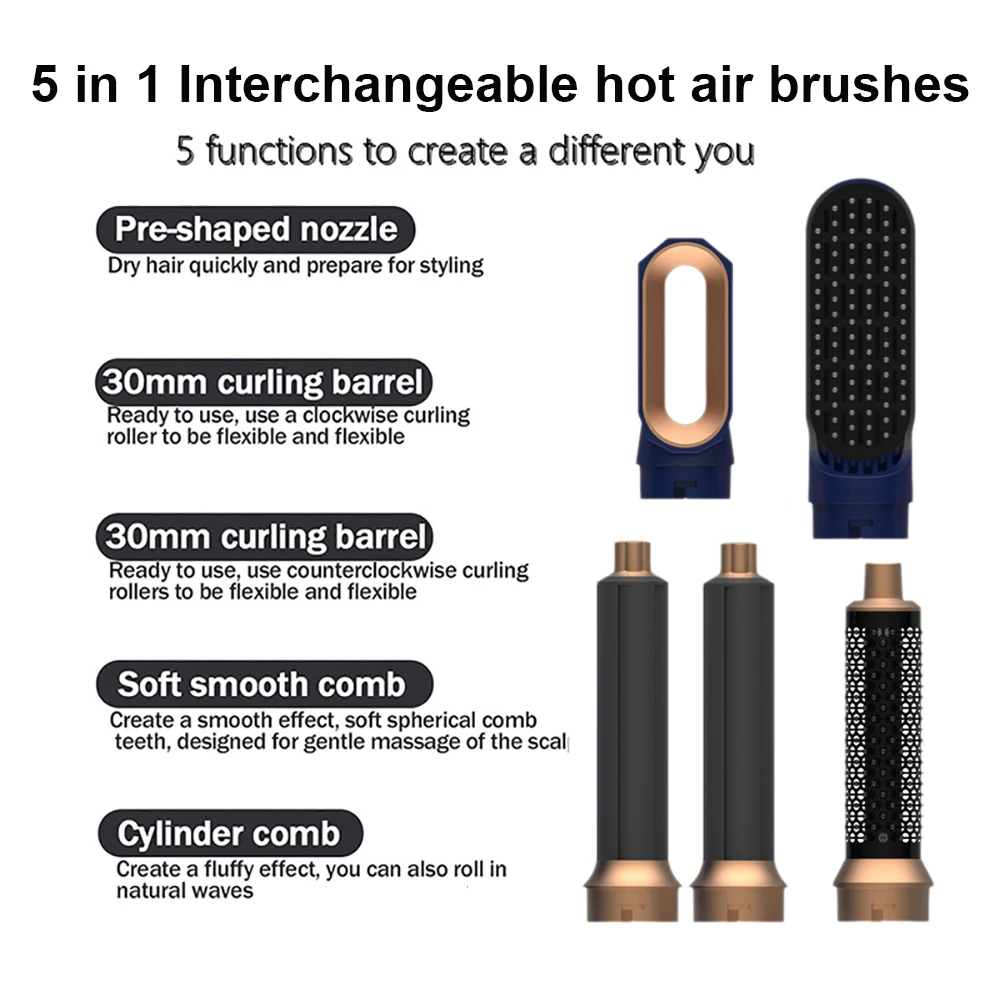 5 in 1 헤어 드라이어 핫 빗 세트, 전문 컬링 다리미 헤어 스트레이트너 스타일링 도구, 다이슨 에어랩 헤어 드라이어 가정용