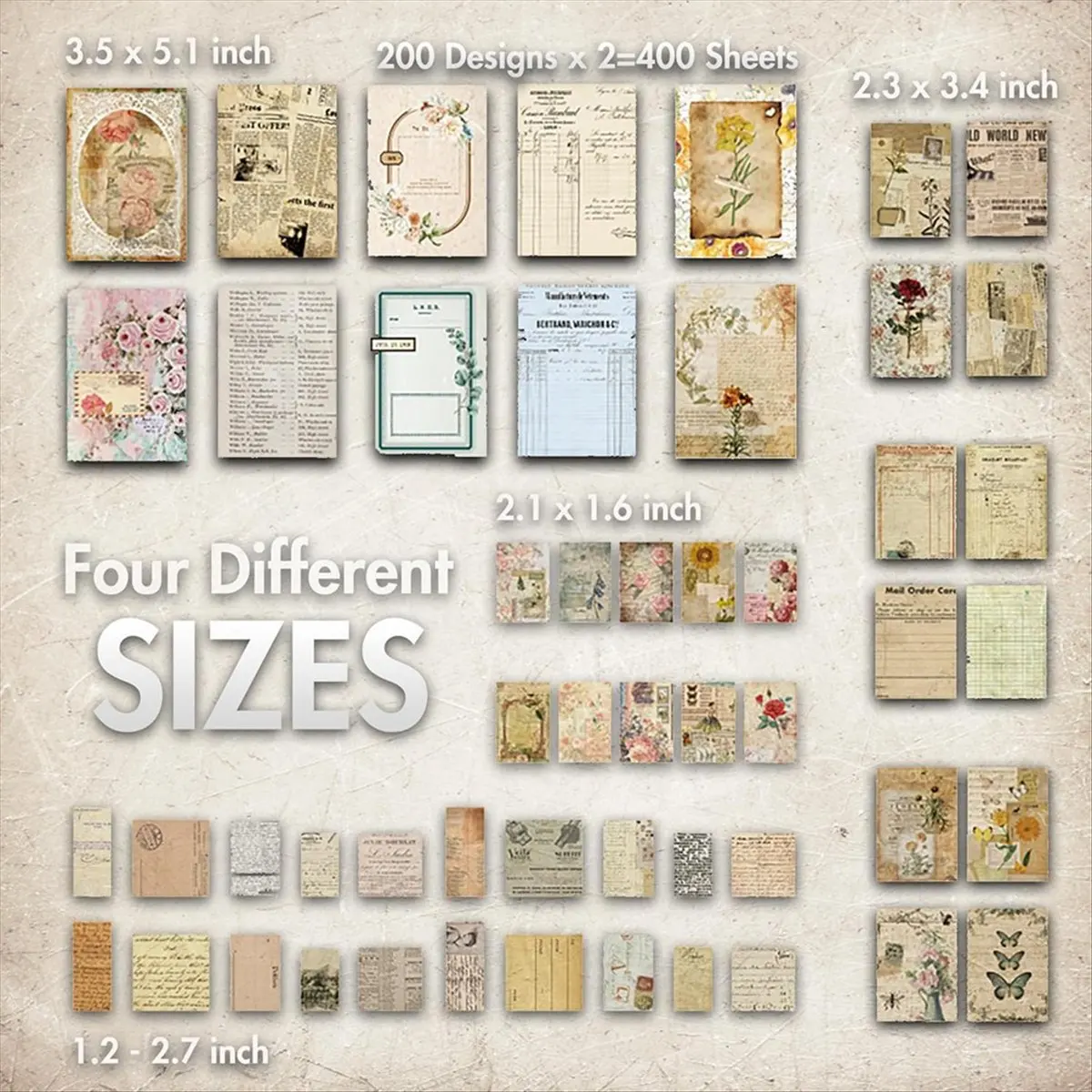 * ورق قصاصات CLOS، 400 ورقة من لوازم المجلات لمستلزمات المجلات غير المرغوب فيها لمخطط الحرف اليدوية العتيقة