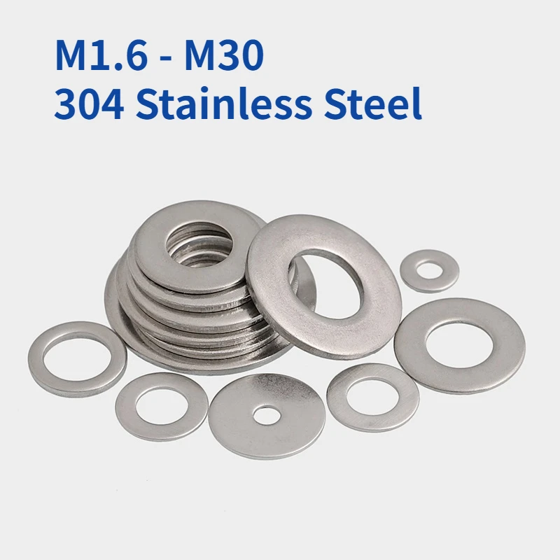 M1.6 M5 M6 M8 M10 M12 M14 M16 M18 M20 M22 M24 M27 M30 304 Stainless Steel Flat Washer for Screw Bolt Plain Gasket Flat Metal