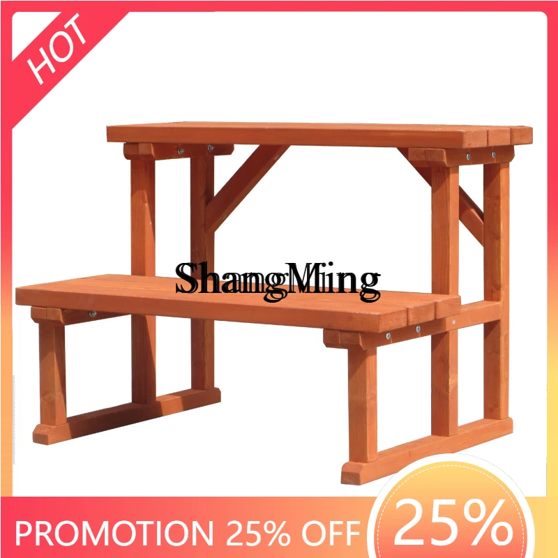 

ZYY senior exquisite outdoor anticorrosive solid wood steps foot stairs flower stand balcony courtyard step stool