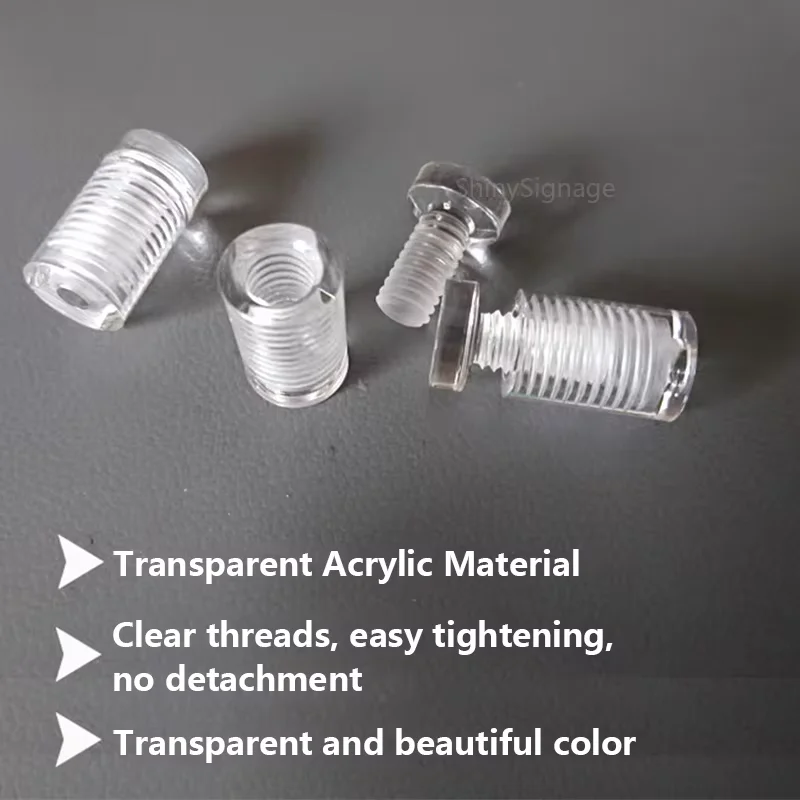 20pcs Crystal Transparent Acrylic Advertising Nails Plastic Fixing Board Screws for Sign Display Accessories