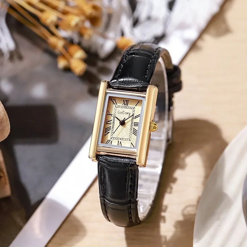 

Fashion Leather Strap Quartz Watch Brand Watches for Women Vintage Rectangular Student Versatile Ladies Wristwatch Dropshipping