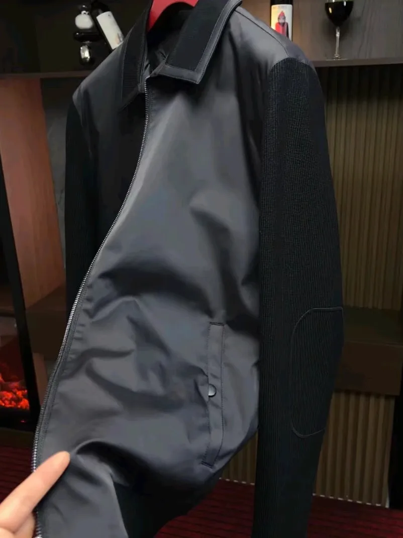 

Faionable Busin Men's Jaet Collared Outerwear Autumn Winter New Arrival High Quali Versatile Sli Stand Fit