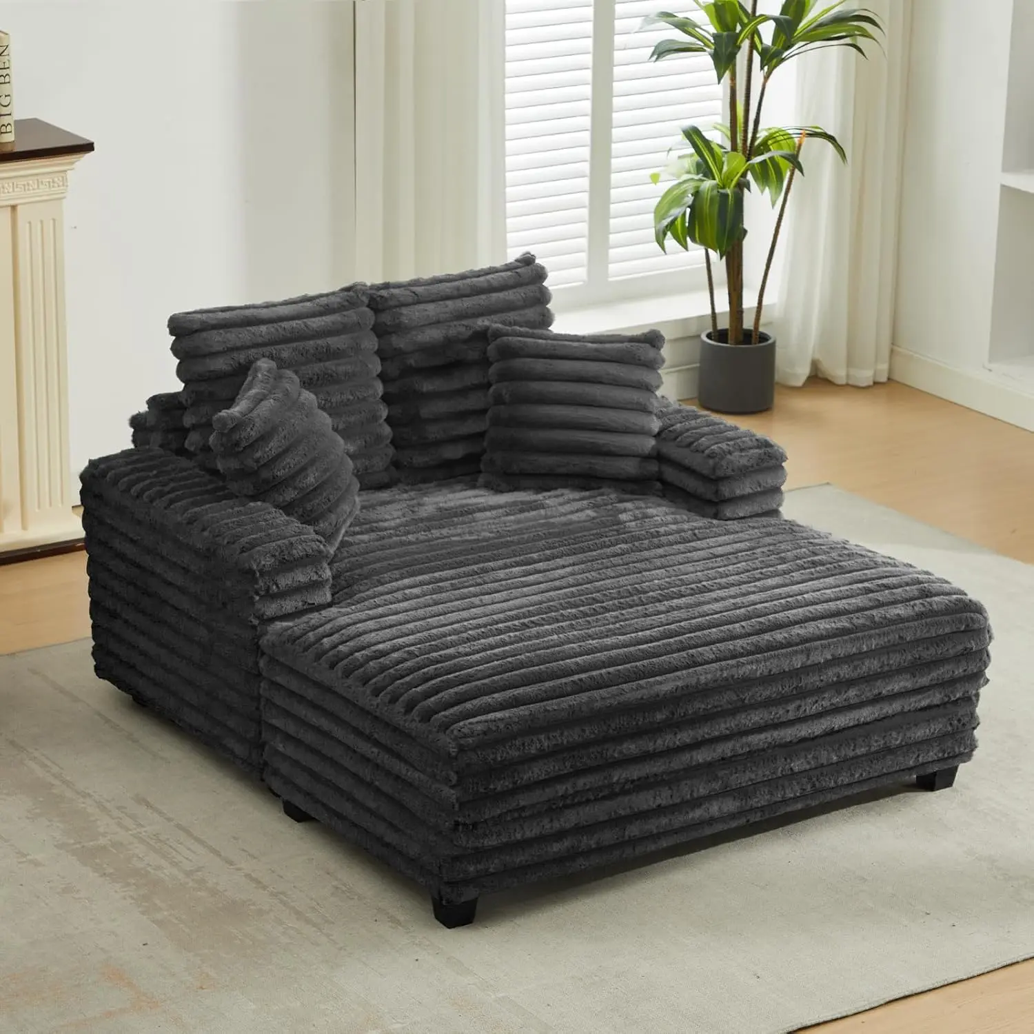 

60-дюймовый большой шезлонг для дома, диван-кровать с вельветовой обивкой, диван-кровать с глубоким сиденьем, уютный диван для чтения Ch