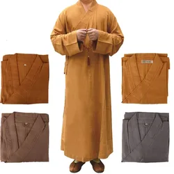 Monaco Buddista Vestaglie Cappotto Monaci Vestiti Sezione Sottile di Lino Monaco Costume Zen Meditazione Kung Fu Shaolin Uniforme Budistas