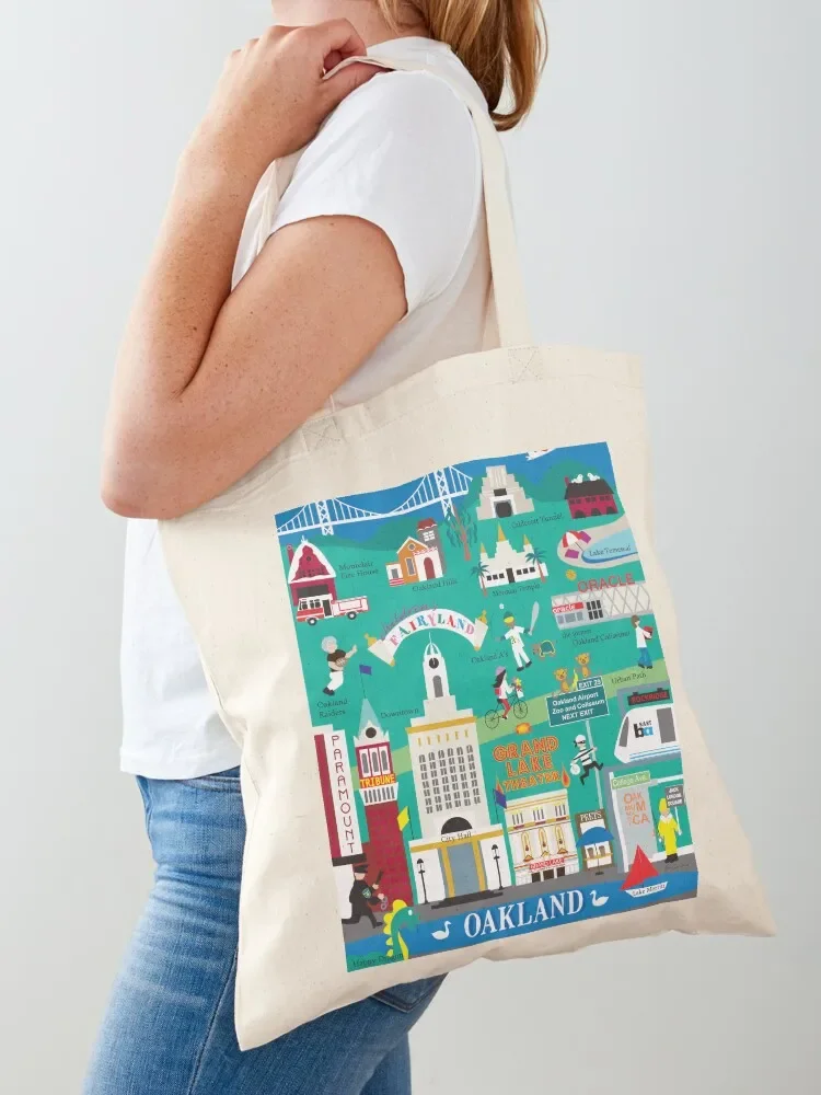 Oakland, California - Collage Illustration by Loose Petals Tote Bag tote bag canvas Gift bags Tote Bag