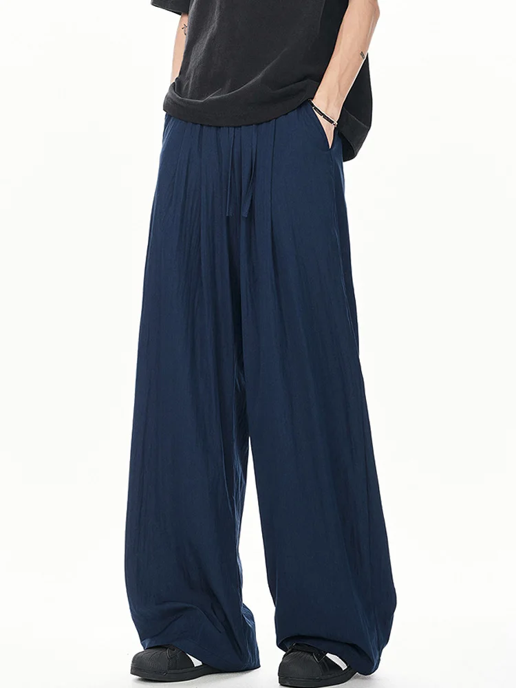 

Unisex Drawstring Ice Silk Casual Baggy Pants Mens Women 2026 Fashion Summer Lightweight Quick Dry Cool Touch Wide Leg Trousers