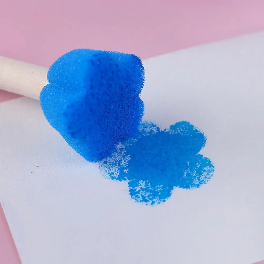 แสตมป์ฟองน้ำคุณภาพสูงที่ไม้แสตมป์ฟองน้ำชุดแปรงโฟมสำหรับวาดภาพเด็กอเนกประสงค์ด้ามจับไม้