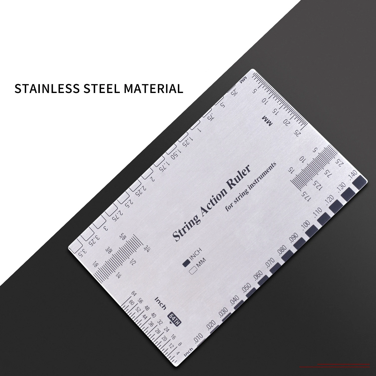 Stainless Steel Guitar String Action Ruler Gauge Repairing Tool for Luthier Fit for Guitar Ukulele Bass Banjo Mandolin