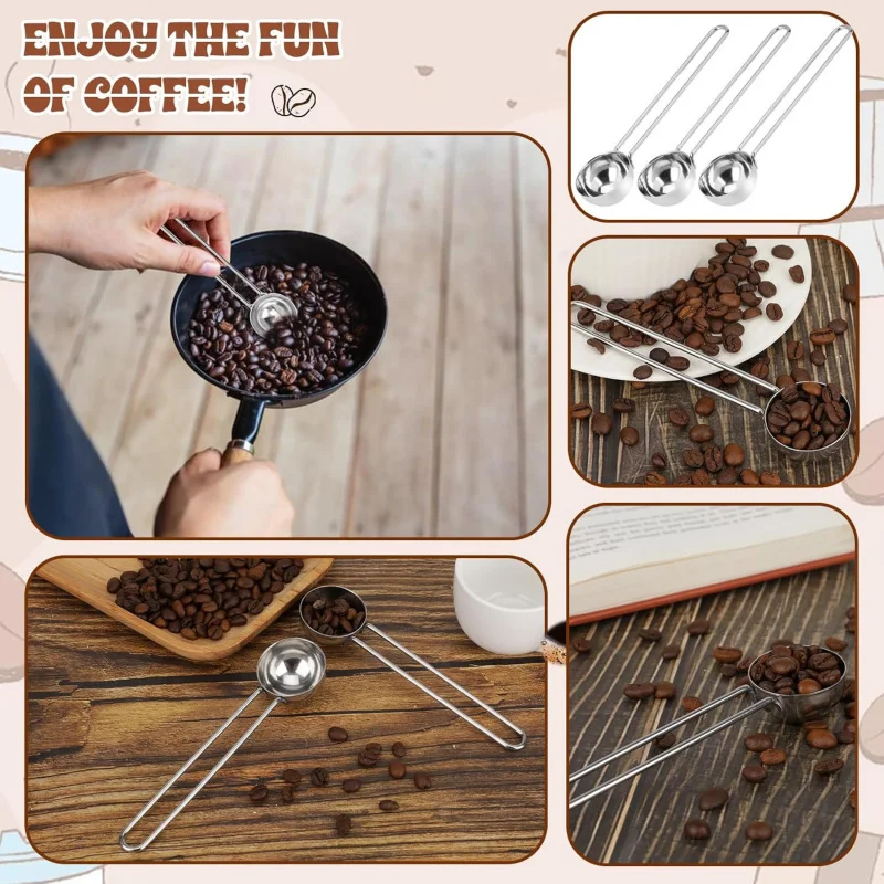 【3-Count Stainless Steel Scoop Set】Dual-Loop Handle Design, Exact Measurement for Baking, Coffee,Sugar,Flour