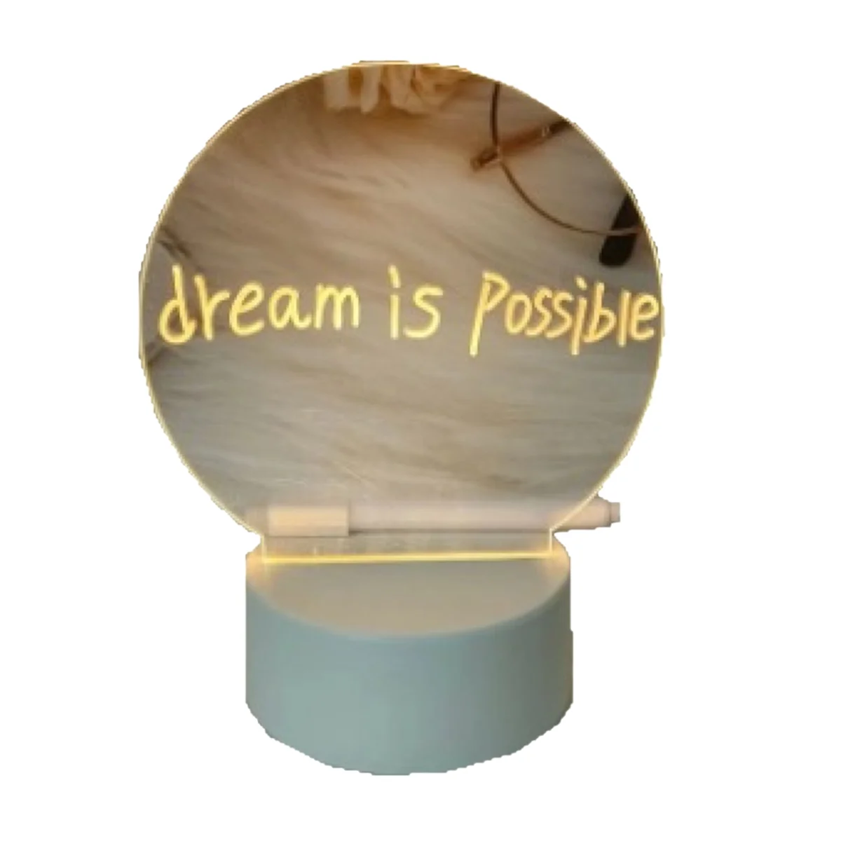 A72P Transparent LED Night Light USB Night Light Erasable Writing Board Desktop Decoration Round