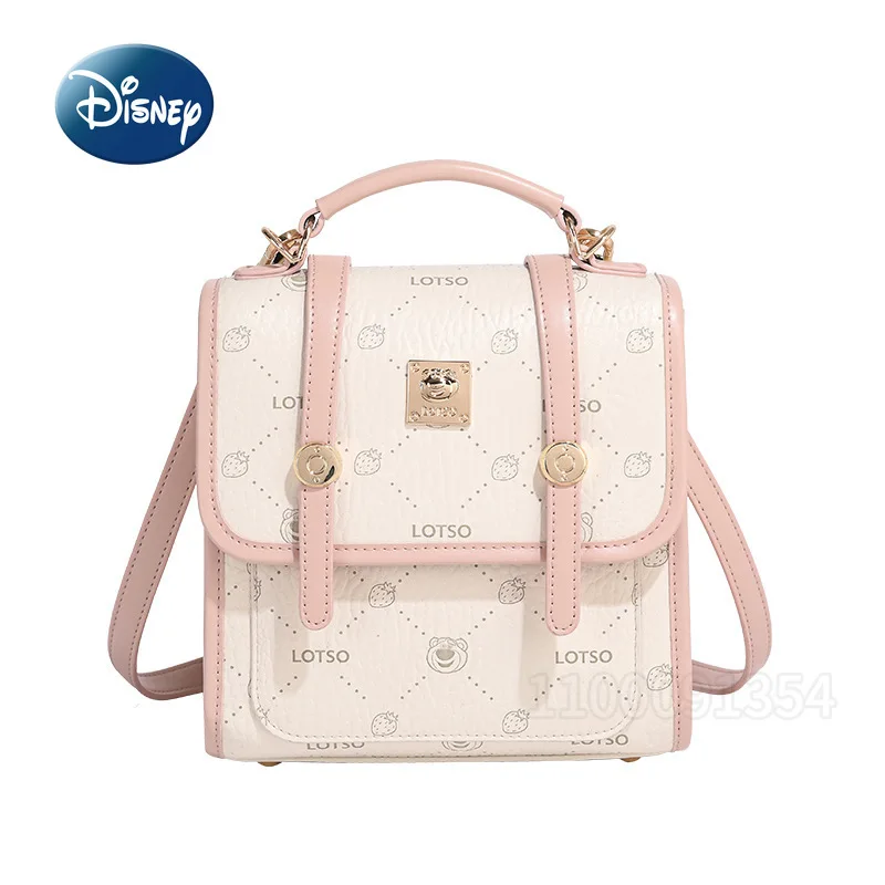 

Disney Strawberry Bear New Fashion Backpack Luxury Brand Original Women's Backpack Cartoon Cute Print Women's Bag Large Capacity