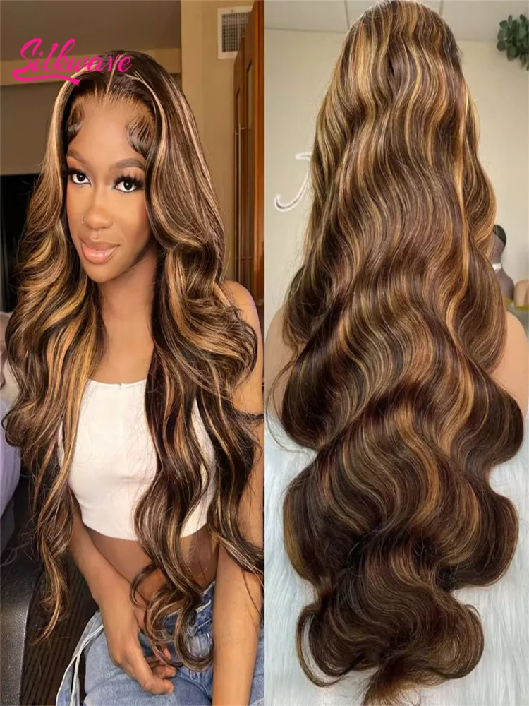 

Silkwave 13x6 Highlight Body Wave Hd Lace Front Human Hair Wig 13x4 Hd Lace Wig Brazilian Blonde 4/27 Colored Frontal Wig