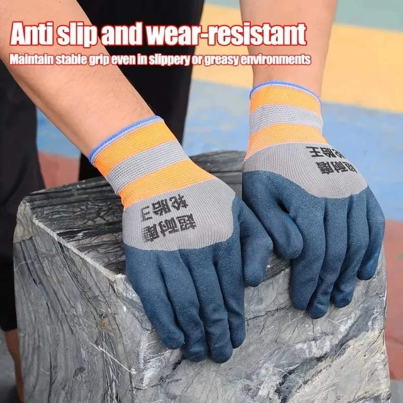Work Labor Protection Rubber Nylon Gloves Wear-resistant Breathable Anti-slip Car Repairing Construction Sites Durable Glove